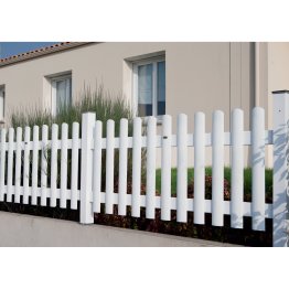 Clôture Bois Bristol Pin, Laqué Blanc, L. 1,80 m x h. 800 mm x ep. 50 mm