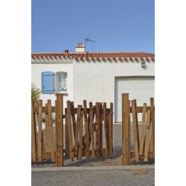 Portillon Bois Papyrus Pin, imprégnation colorée marron, L. 900 mm x h. 980 mm x ep. 75 mm