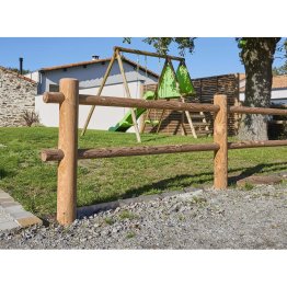 Poteau intermédiaire 2 lisses Bois Domaine Pin, imprégnation colorée marron, Diam. 140 mm x L. 2 m, Jusqu'en classe d'emploi 4