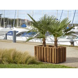 Jardinière Bois rectangulaire Métis Pin, imprégnation colorée marron, L. 1,10 m x l. 580 mm x h. 535 mm