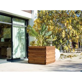 Jardinière Bois Bellagio Pin, imprégnation colorée marron, L. 980 mm x l. 980 mm x h. 825 mm