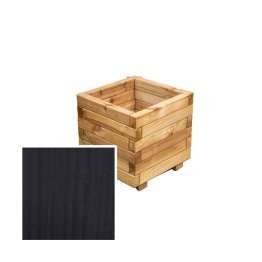 Jardinière Bois carrée Enfilade Pin, Saturé Gris Anthracite, L. 470 mm x l. 470 mm x h. 450 mm