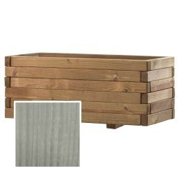 Jardinière Bois rectangulaire Enfilade Pin, Saturé Gris vieux bois, L. 1,05 m x l. 470 mm x h. 450 mm