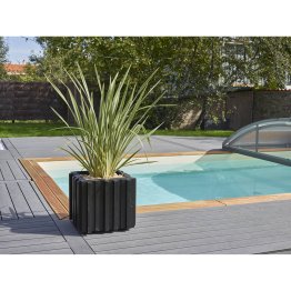 Jardinière Bois carrée Métis Pin, Saturé Noir, L. 580 mm x l. 580 mm x h. 535 mm