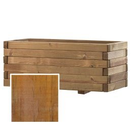Jardinière Bois rectangulaire Enfilade Pin, Saturé Doré, L. 1,05 m x l. 470 mm x h. 450 mm