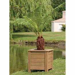 Jardinière Bois carrée Genêt Pin, imprégnation colorée marron, L. 520 mm x l. 520 mm x h. 540 mm