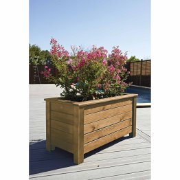 Jardinière Bois rectangulaire Genêt Pin, imprégnation colorée marron, L. 1,02 m x l. 520 mm x h. 540 mm