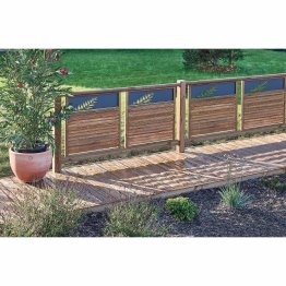 Clôture Bois et Aluminium Rifflet Pin, imprégnation colorée marron, L. 1,80 m x h. 882 mm x ep. 90 mm