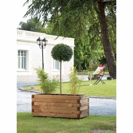 Jardinière Bois rectangulaire Enfilade Pin, imprégnation colorée marron, L. 1,05 m x l. 470 mm x h. 450 mm