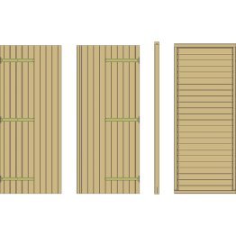 Kit 2 portes + panneau Bois pour Abri à panneaux modulables Pin, imprégnation colorée verte