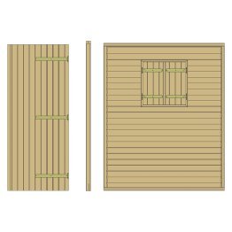 Kit 1 porte + panneau fenêtre Bois pour Abri à panneaux modulables Pin, imprégnation colorée verte