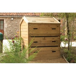 Composteur Bois 920 L, Pin imprégnation colorée marron, L. 1.028 m x l. 0.97 m x h. 1.22 m