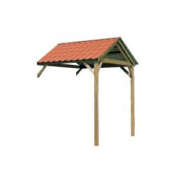 Abri de jardin Bois 5,07 m², Module d'extension Pin, imprégnation colorée verte, L. 1,90 m x l. 2,97 m x h. 3 m