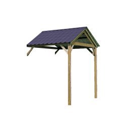 Abri de jardin Bois 5,07 m², Module d'extension, toiture couleur graphite, Pin, imprégnation colorée verte, L. 1,99 m x l. 2,97 m x h. 3 m