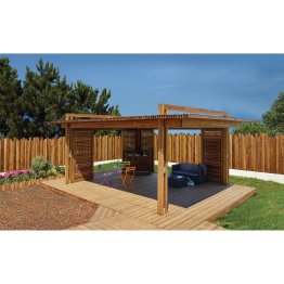 Pergola Bois Autoportée Manéa Pin, imprégnation colorée marron, L. 7 m x l. 5 m x h. 2,81 m