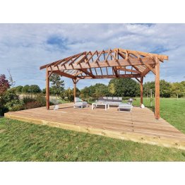 Kiosque en bois rectangulaire sans toiture Pin, imprégnation colorée marron, L. 6,50 m x l. 4,50 m x h. 3,84 m