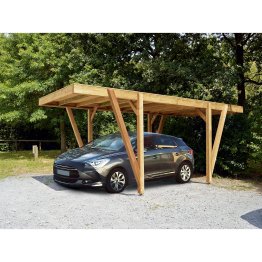 Carport Bois Grappa Pin, imprégnation colorée marron, L. 3,05 m x l. 6 m x h. 2,58 mm