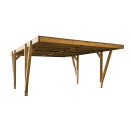 Carport Bois Rigi Pin, imprégnation colorée marron, L. 3,964 m x l. 6 m x h. 2,58 m