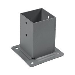 Pied de poteau carré fermé de jardin à boulonner, Acier Galvanisé Gris Givré, L. 91 mm x l. 91 mm x h. 150 mm x ep. 2.5 mm