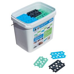 Cales sécables, Vert-Bleu-Noir, ep. 2-3-5 mm x l.19 x L. 26 mm, Seau de 3 x 100 cales