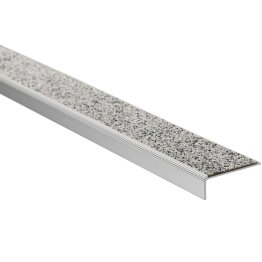 Profil cornière antidérapant Aluminium et insert minéral, Gris Agathe, L. 1.15 m x l. 59 mm x ep. 4 mm