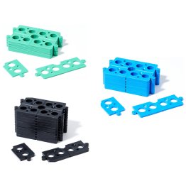 Cales plates sécables, Vert-Bleu-Noir, ep. 2-3-5 mm x l.20 x L. 40 mm (Sachet de 3 x 25 cales)