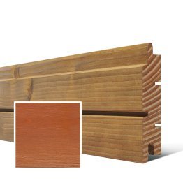 Lame de bardage Bois Arioso Rainuré Douglas, Saturé Orange Cannelle, ep. 28 mm x l. 125 mm x L. 4 m, Jusqu'en classe d'emploi 3.1