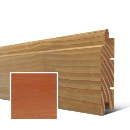 Lame de bardage Bois Arioso Douglas, Saturé Orange Cannelle, ep. 28 mm x l. 125 mm x L. 4 m, Jusqu'en classe d'emploi 3.1