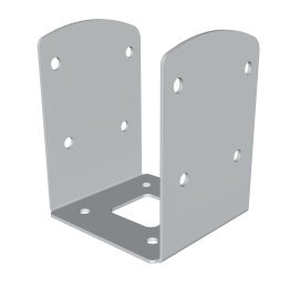 Connecteur en U pour fixation poteaux bois 120x120 mm sur vis de fondation, Acier Magnélis, l. 120 mm x L. 126 mm x h. 155 mm