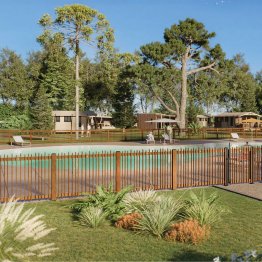 Clôture de sécurité piscine Ballina, Pin, imprégnation colorée marron, L. 1,80 m x h. 1,34 m x ep. 90 mm