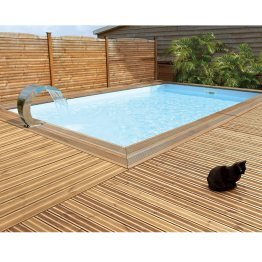 Piscine Bois Rectangulaire Maéva 500 Pin, Marron par imprégnation, L. 4,83 m x l. 2,83 m x h.1,50 m, Jusqu'en classe d'emploi 4