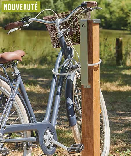 Attache velo en bois et métal Oxio