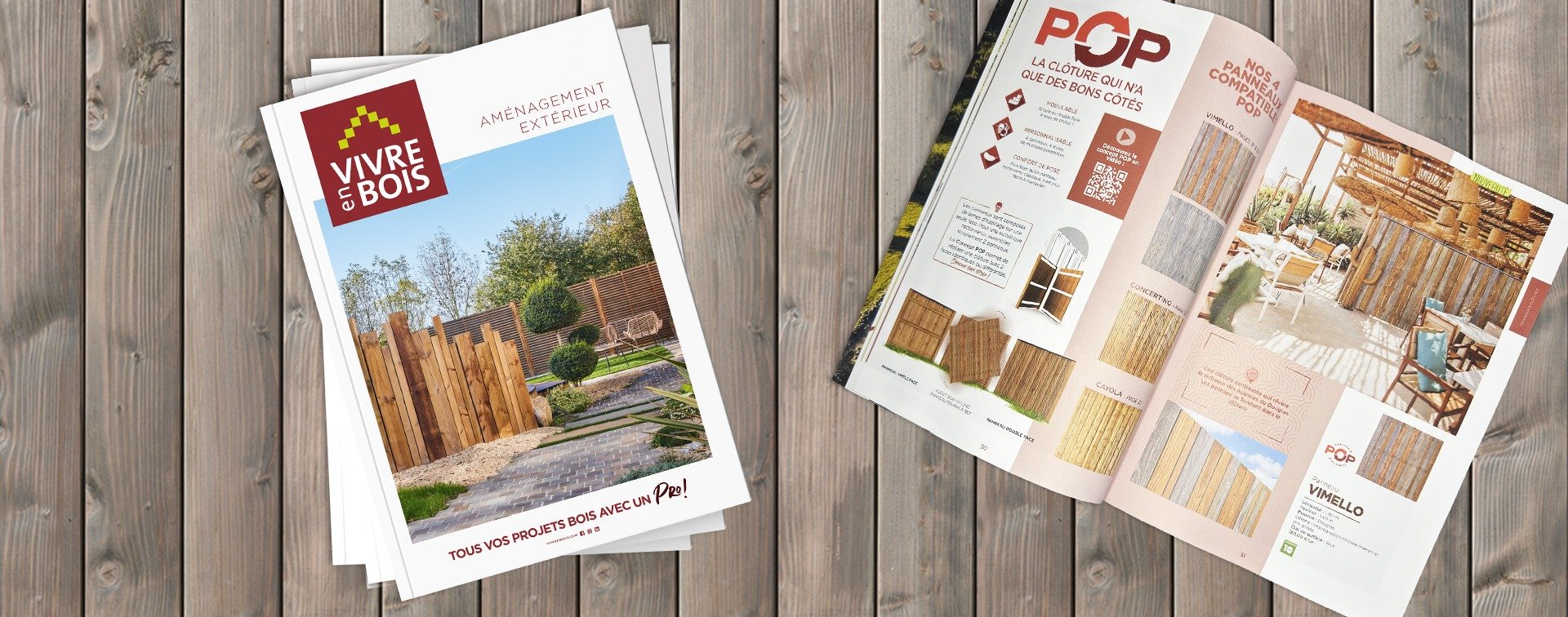 Header catalogue Vivre en Bois 2026 papier