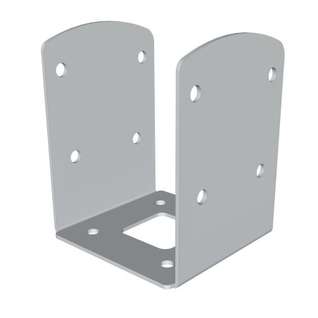 Connecteur en U pour fixation poteaux bois 120x120 mm sur vis de fondation, Acier Magnélis, l. 120 mm x L. 126 mm x h. 155 mm