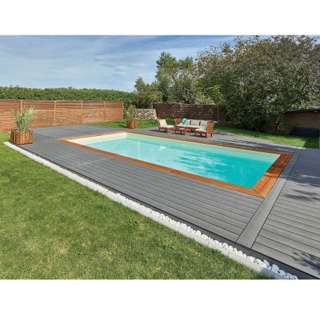 Piscine Bois Rectangulaire Maéva 800 Pin, Marron par imprégnation, L. 7,72 m x l. 3,83 m x h.1,50 m, Jusqu'en classe d'emploi 4