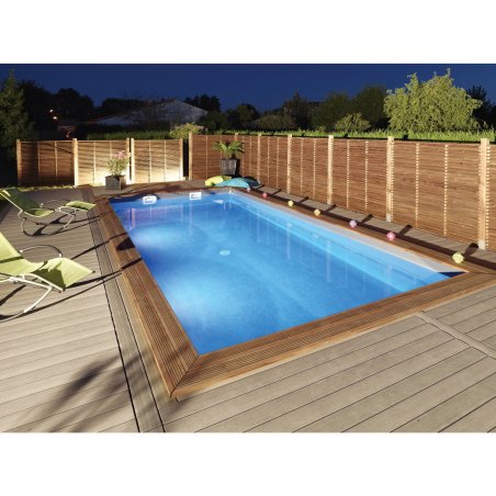 Piscine Bois Rectangulaire Maéva 800 Pin, Marron par imprégnation, L. 7,72 m x l. 3,83 m x h.1,50 m, Jusqu'en classe d'emploi 4