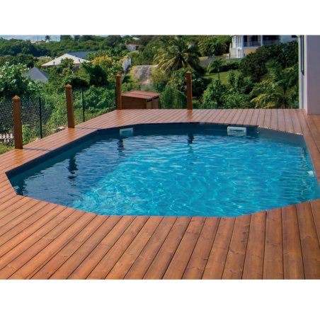 Piscine Bois Ovale Maéva 700 Pin, Marron par imprégnation, L. 7,04  m x l. 3,85 m x h. 1,50 m, Jusqu'en classe d'emploi 4